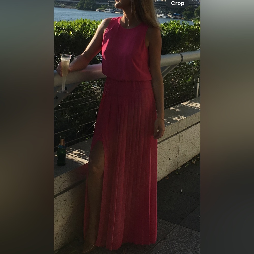 BCBG Jenine High-Slit Pleated Skirt Maxi Dress - Picture 3 of 12